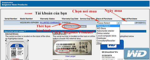 đăng ký sản phẩm bảo hành western