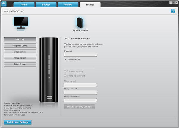 đổi mật khẩu wd smartware